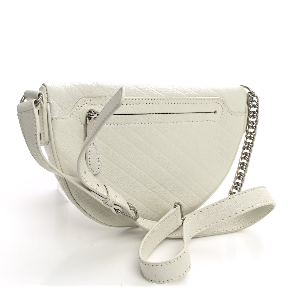 Shiny Goatskin Allover Logo Embossed XXS Souvenir Belt Bag White