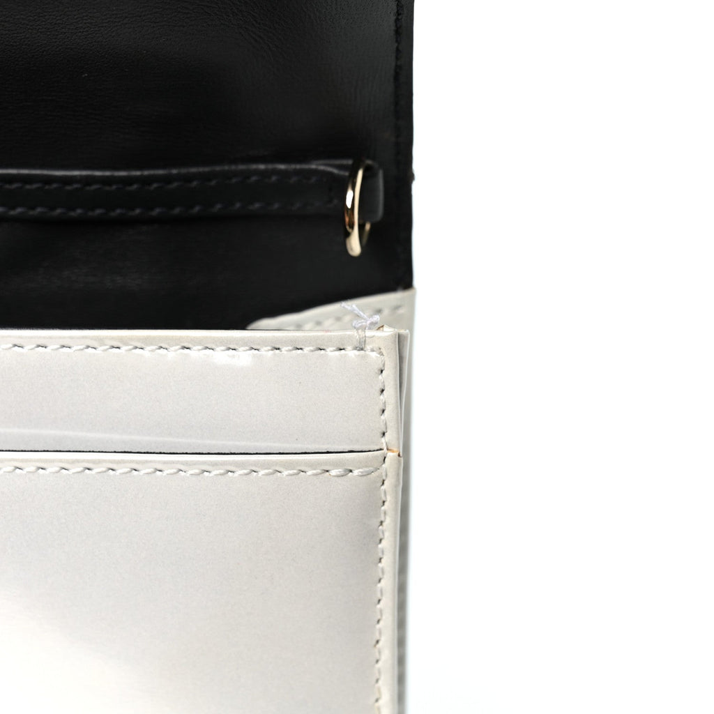 Patent Micro-Cannage Diorama Wallet on Chain Pouch White
