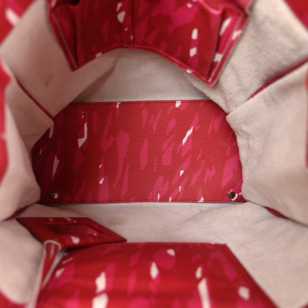 Supple Calfskin Printed Papier A5 Zip Around Tote Red Pink White
