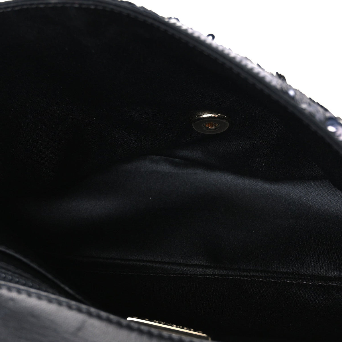Sequin Quilted Medium Single Flap Black