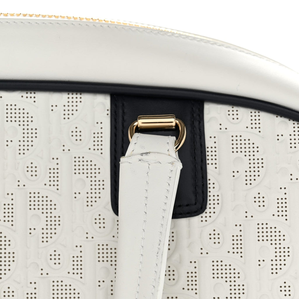 Perforated Calfskin Medium Dior Vibe Classic Bowling Bag White