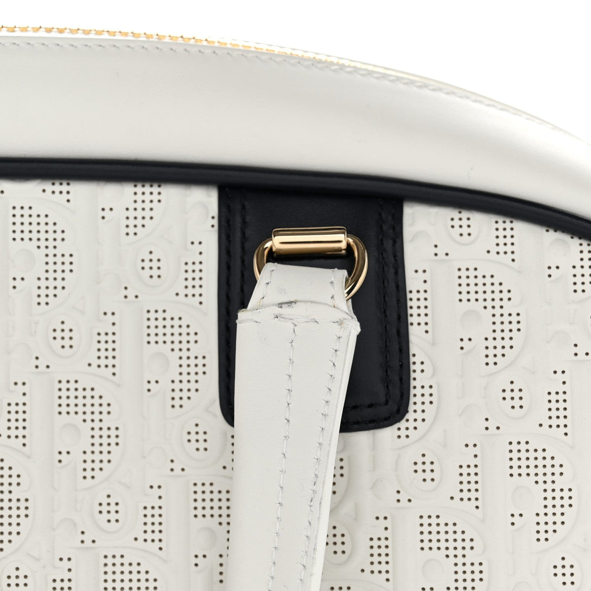 Perforated Calfskin Medium Dior Vibe Classic Bowling Bag White