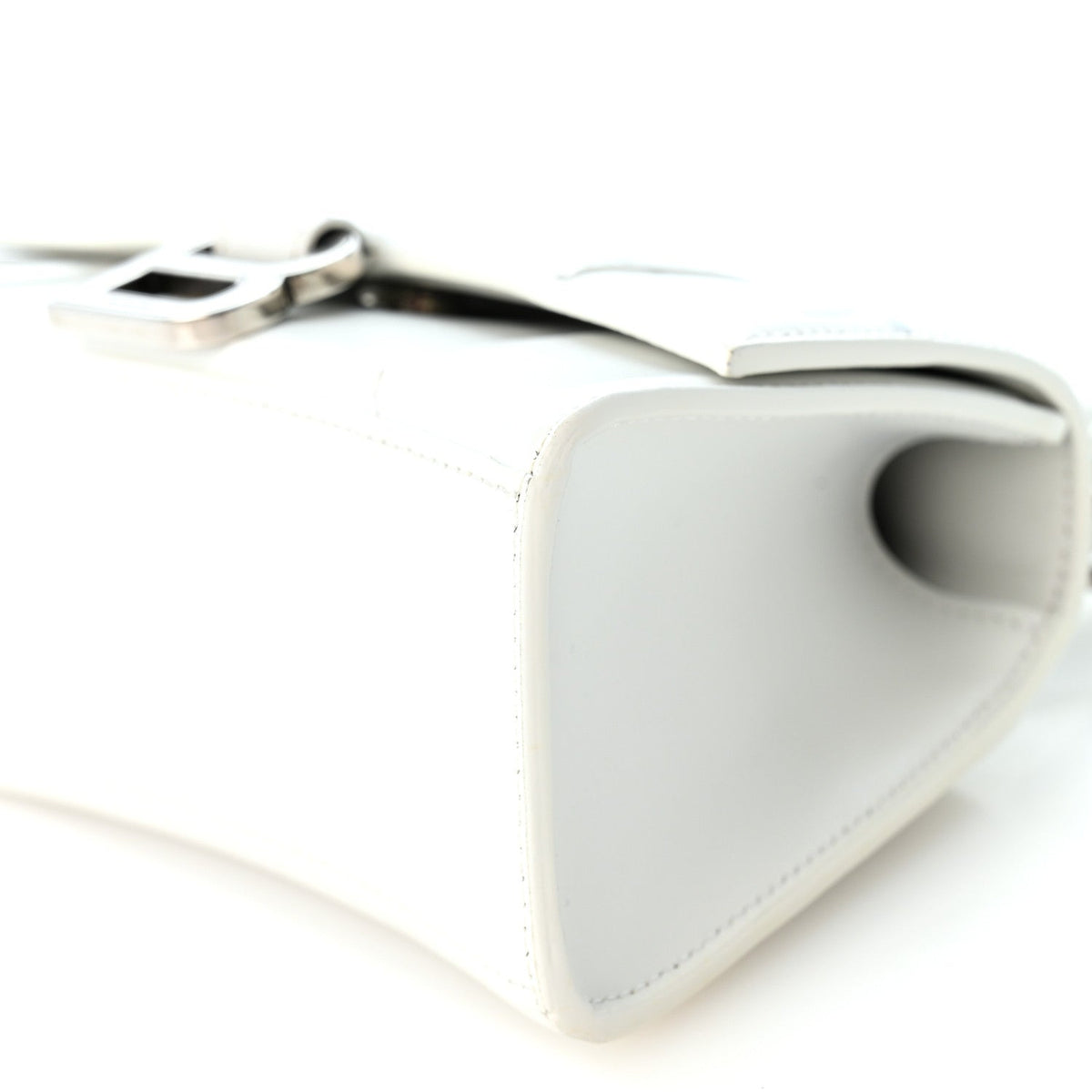 Box Calfskin Graffiti Logo Hourglass Top Handle Bag XS White Light Silver