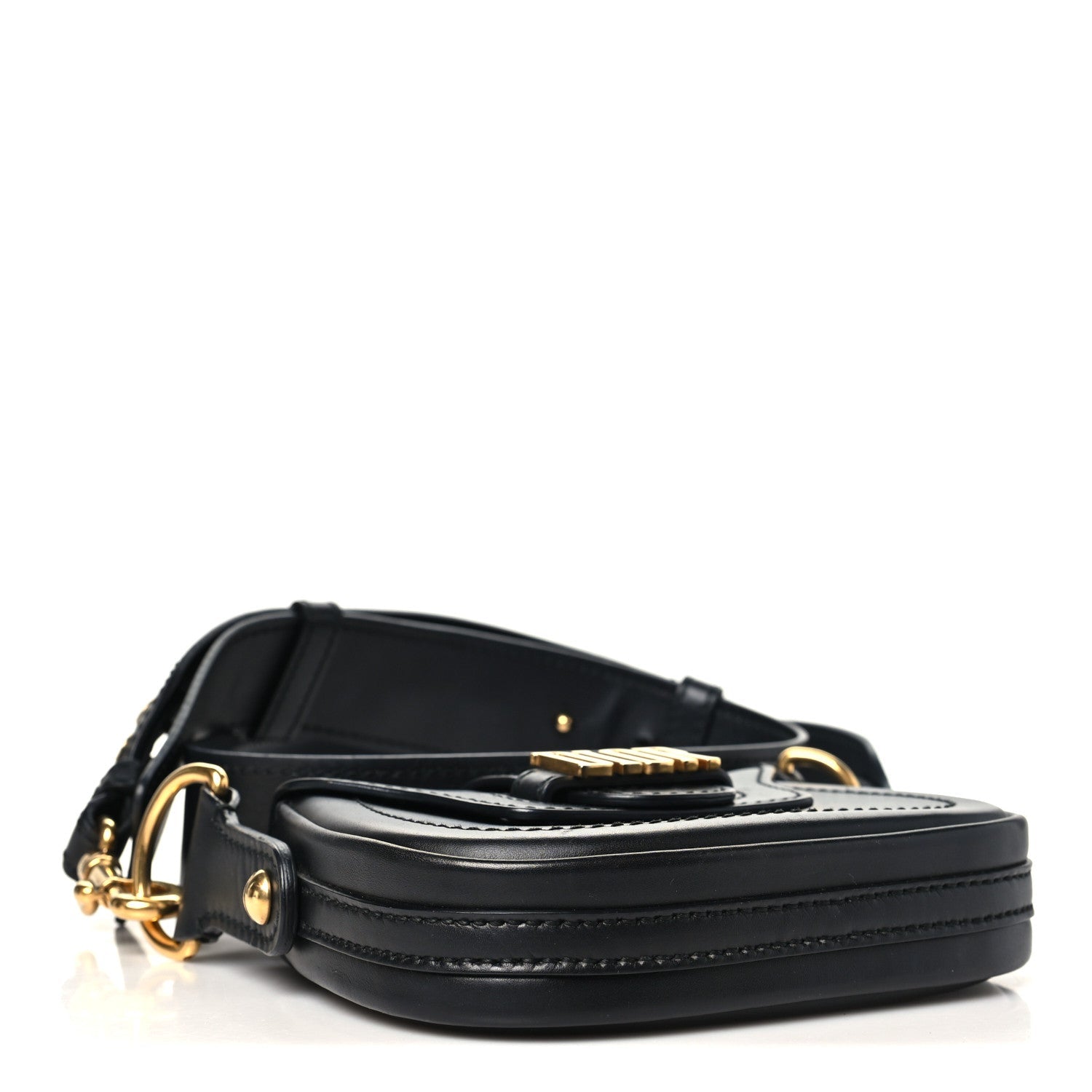 Calfskin Mini D Fence Saddle Bag Black