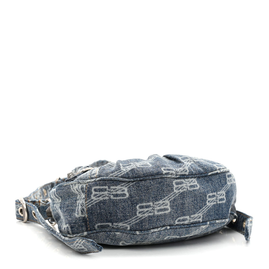 Denim BB Monogram Le Cagole Shoulder Bag XS Blue
