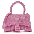 Strass Suede Hourglass Top Handle Bag XS Pink