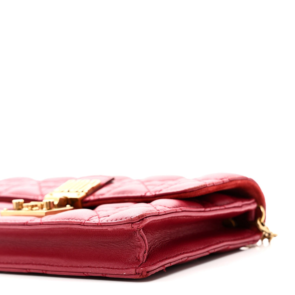 Lambskin Cannage Dioraddict Wallet On Chain Clutch Fuchsia
