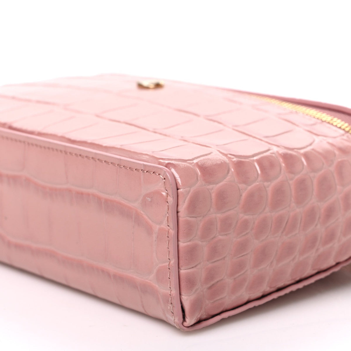 Calfskin Crocodile Embossed Crococo Exoticoco Vanity With Chain Light Pink