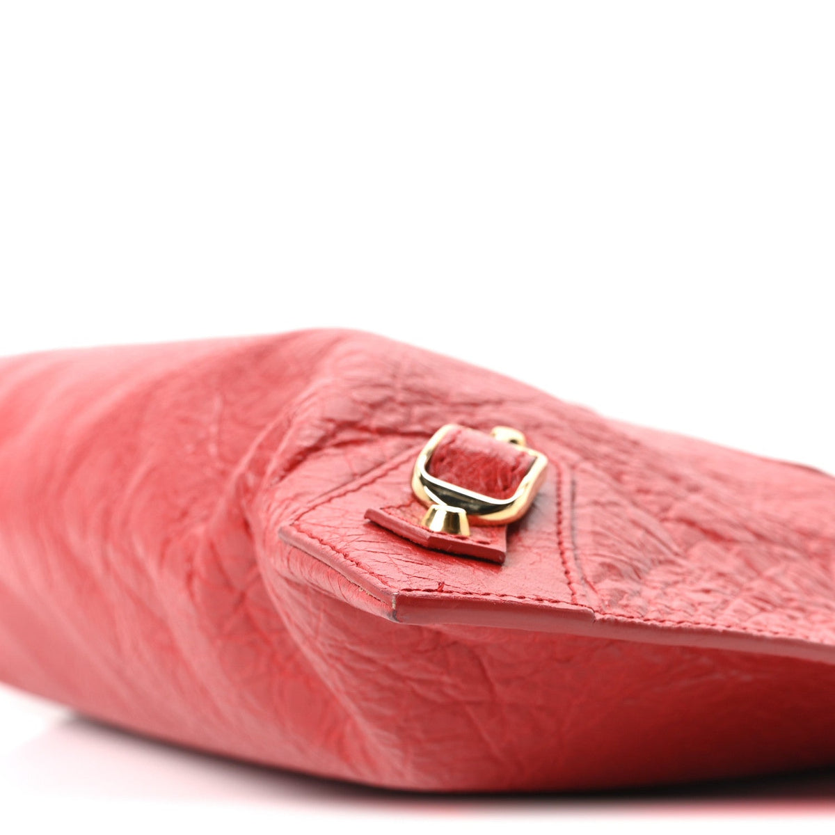 Agneau Arena Classic Gold Hardware Small Pouch Rouge Groseille