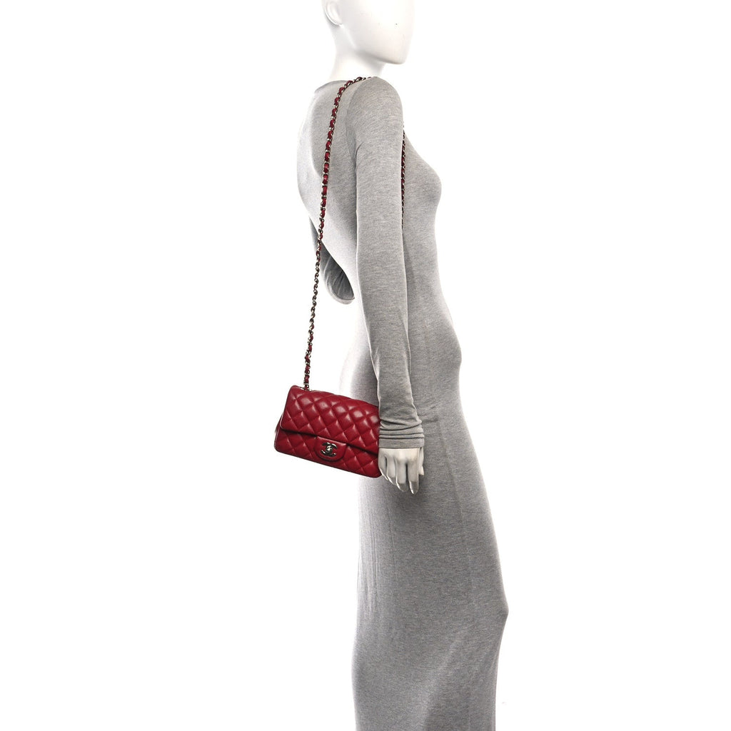 Caviar Quilted Mini Rectangular Flap Red
