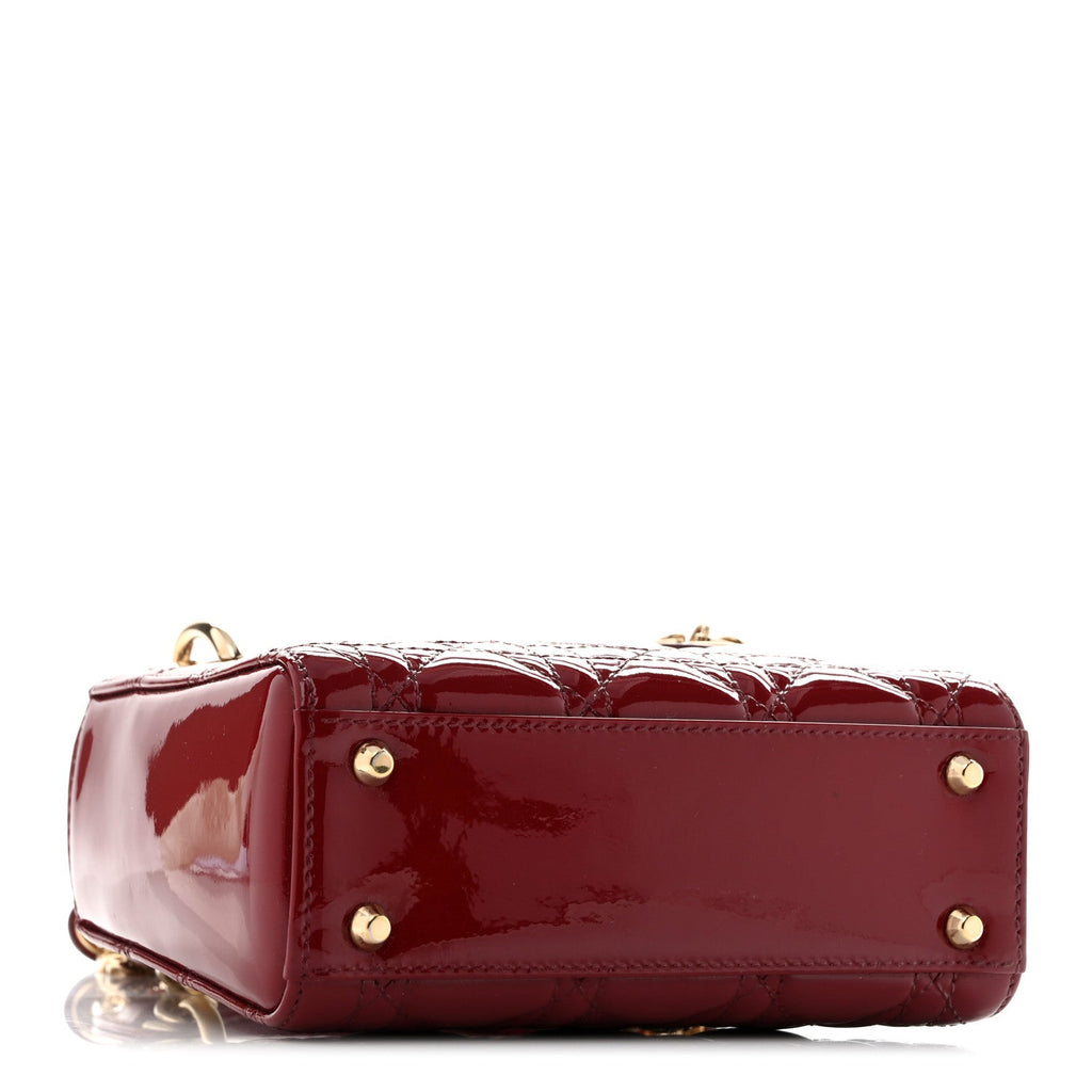 Patent Cannage Mini Lady Dior Red