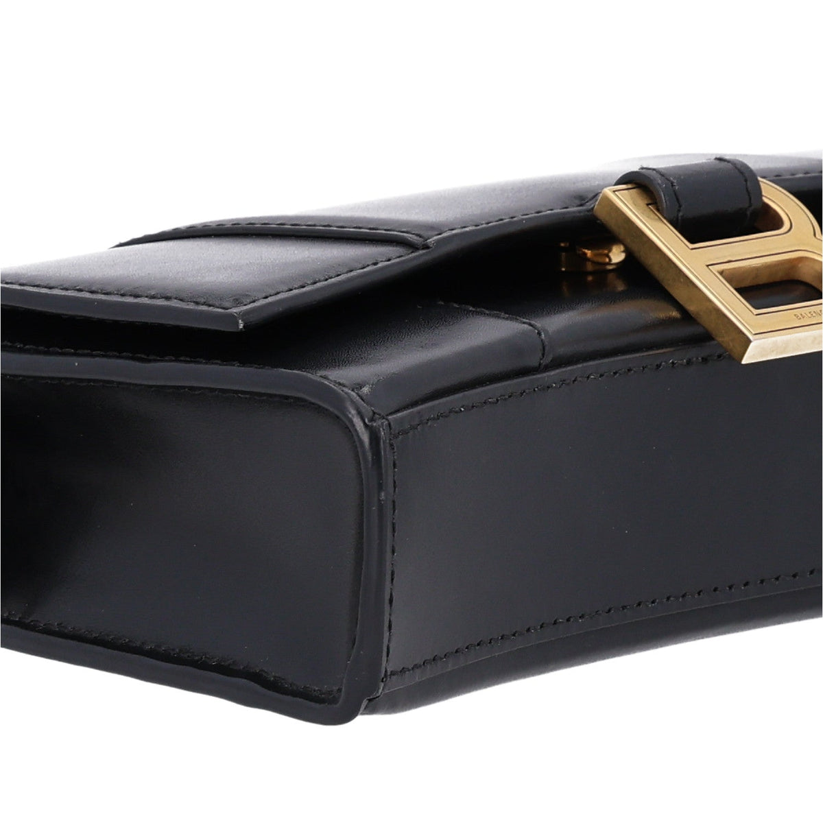 Shiny Box Calfskin Hourglass Chain Bag Black