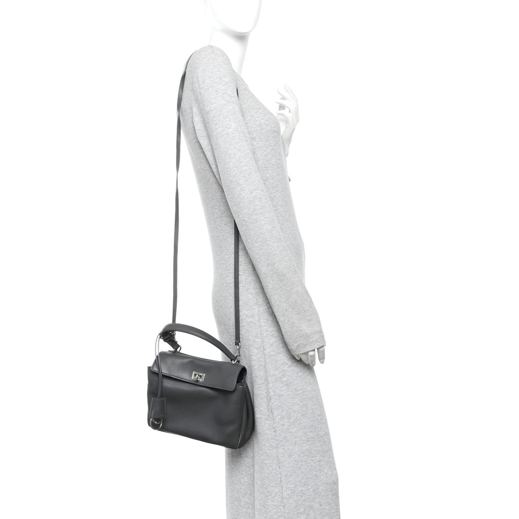 Natural Smooth Calfskin Mini Rodeo Top Handle Handbag Grey