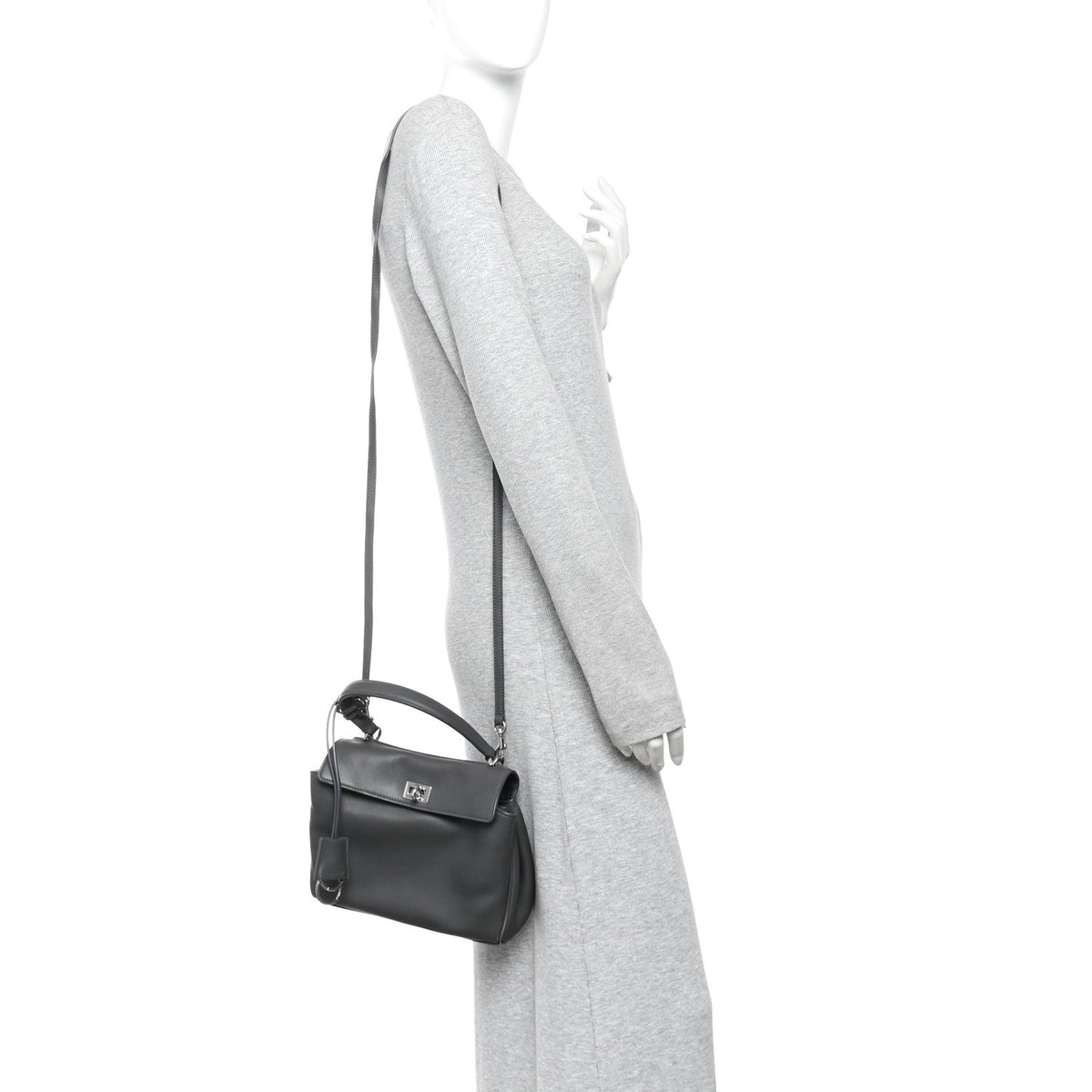 Natural Smooth Calfskin Mini Rodeo Top Handle Handbag Grey