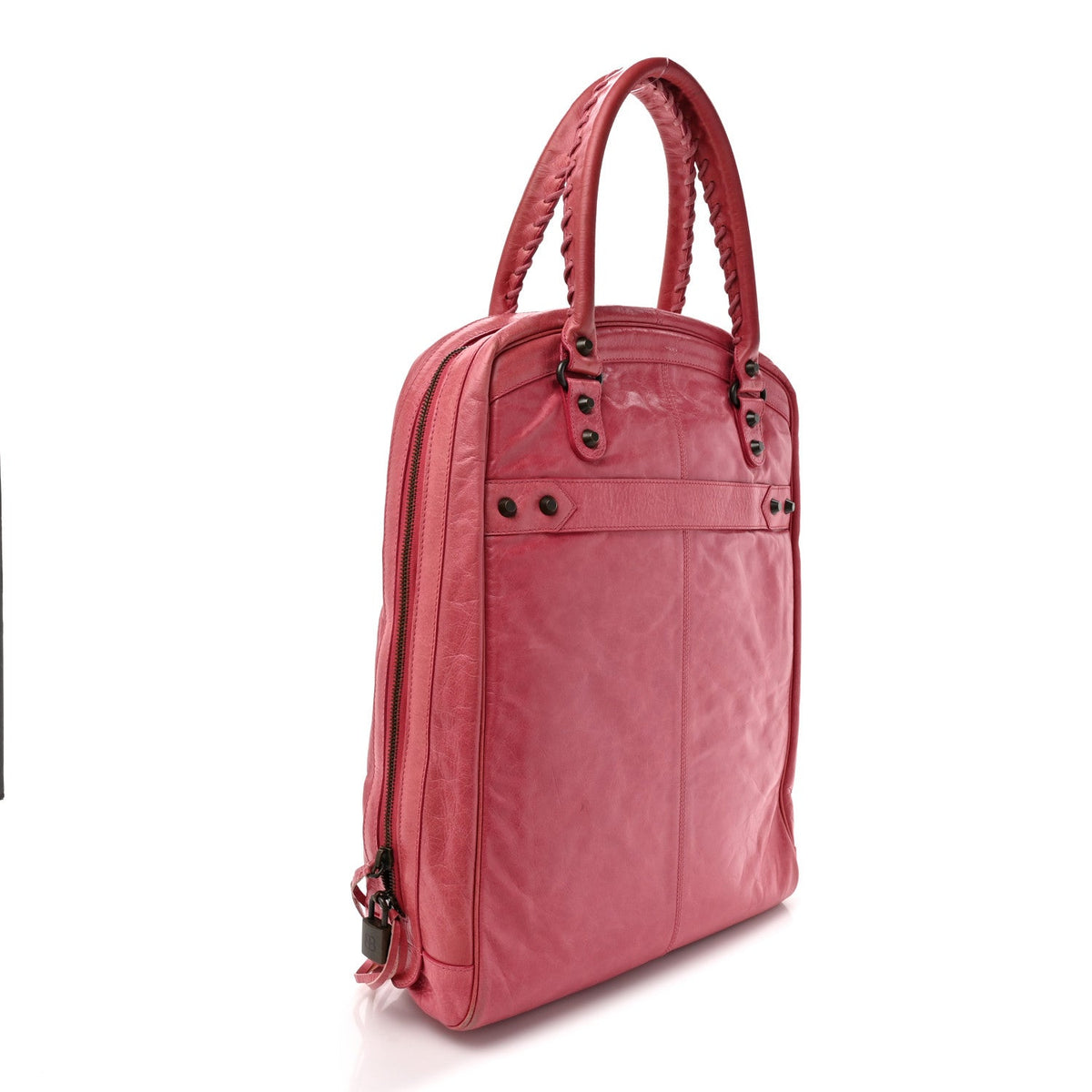 Agneau Classic Hardware Briefcase Tote Pivoine