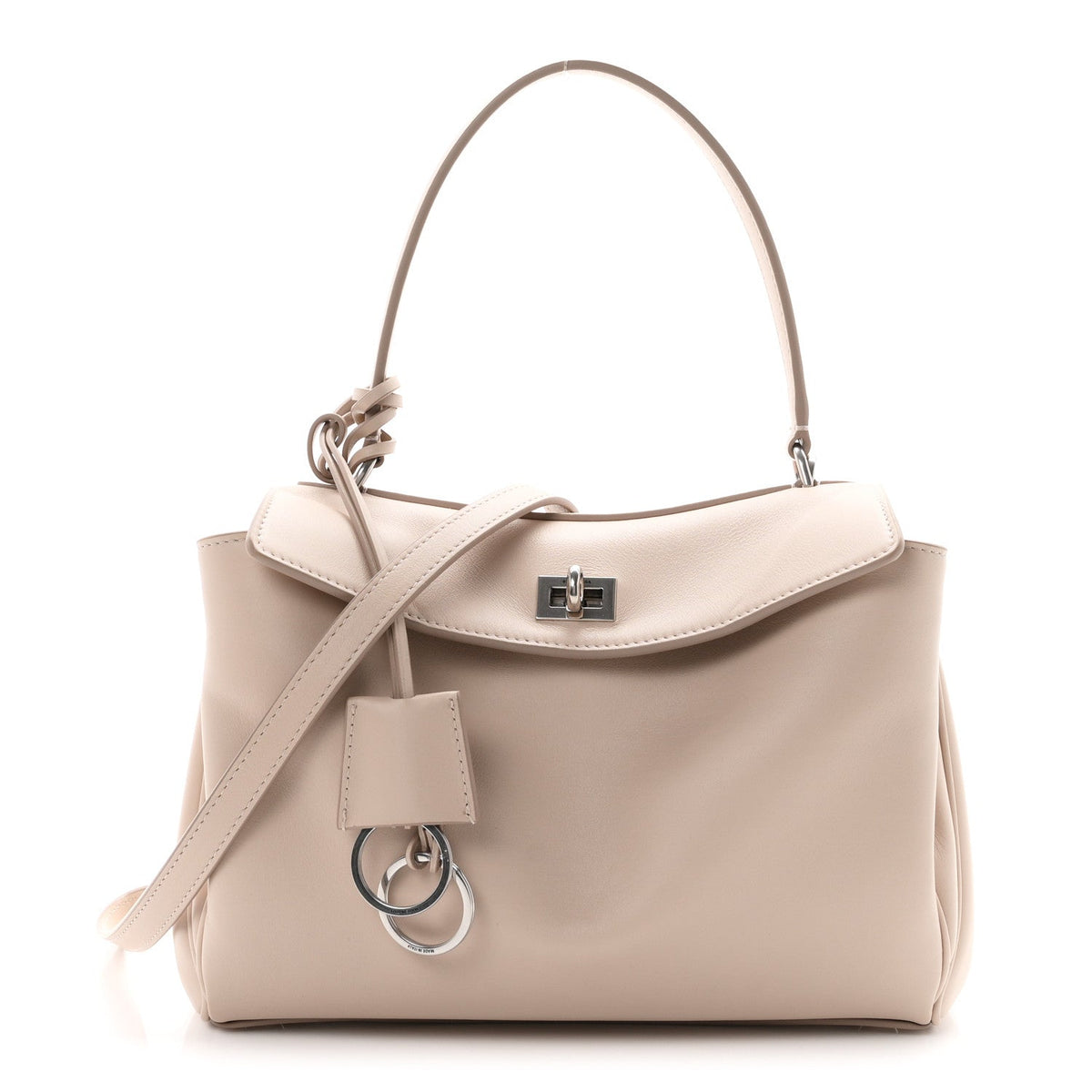 Natural Smooth Calfskin Small Rodeo Top Handle Handbag Almond