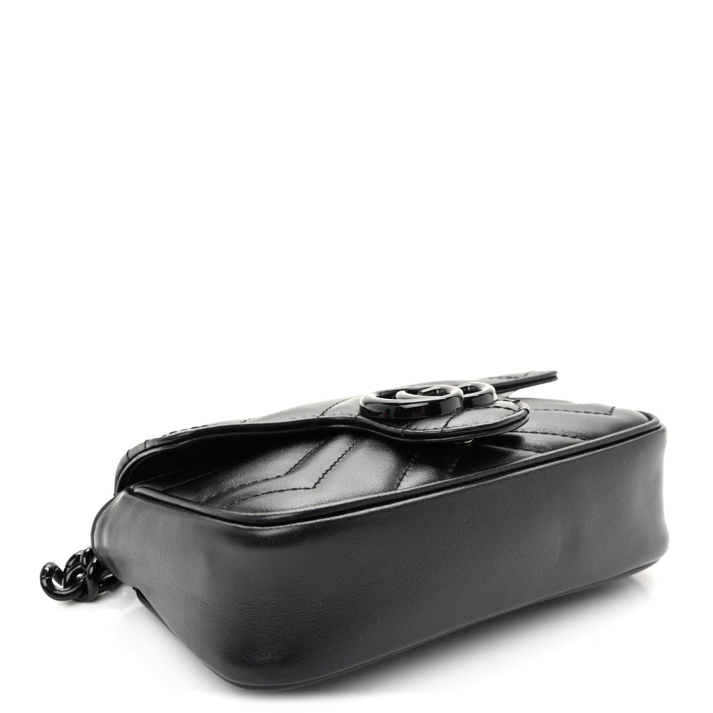 Calfskin Matelasse Monochrome GG Marmont Chain Belt Bag Black
