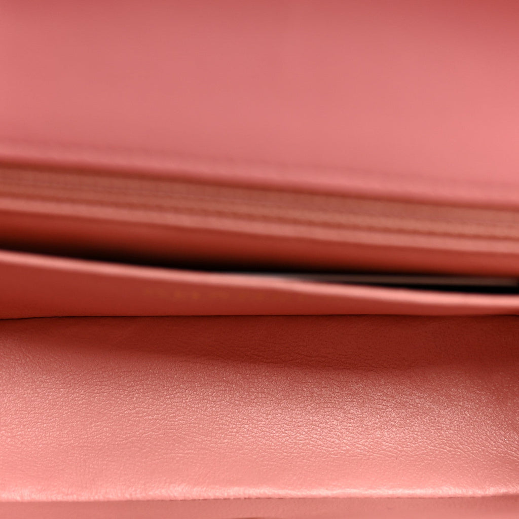 Lambskin Quilted Mini Rectangular Flap Pink