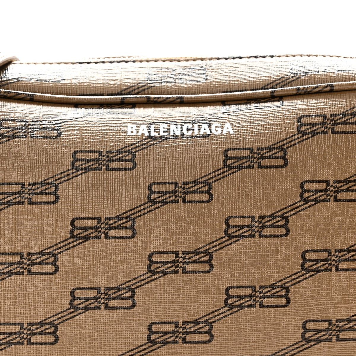 Coated Canvas BB Monogram Medium Signature Camera Bag Beige Brown