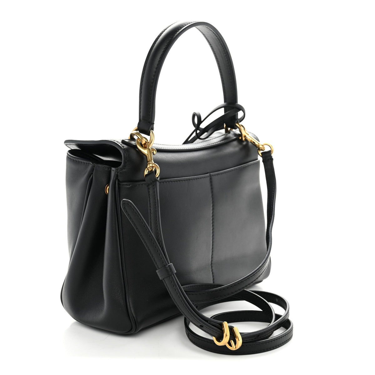 Natural Smooth Calfskin Mini Rodeo Top Handle Handbag Black