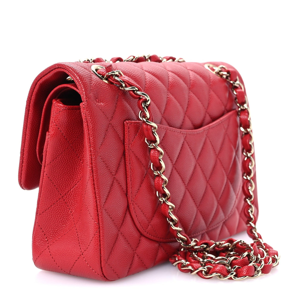 Caviar Quilted Small Double Flap Red
