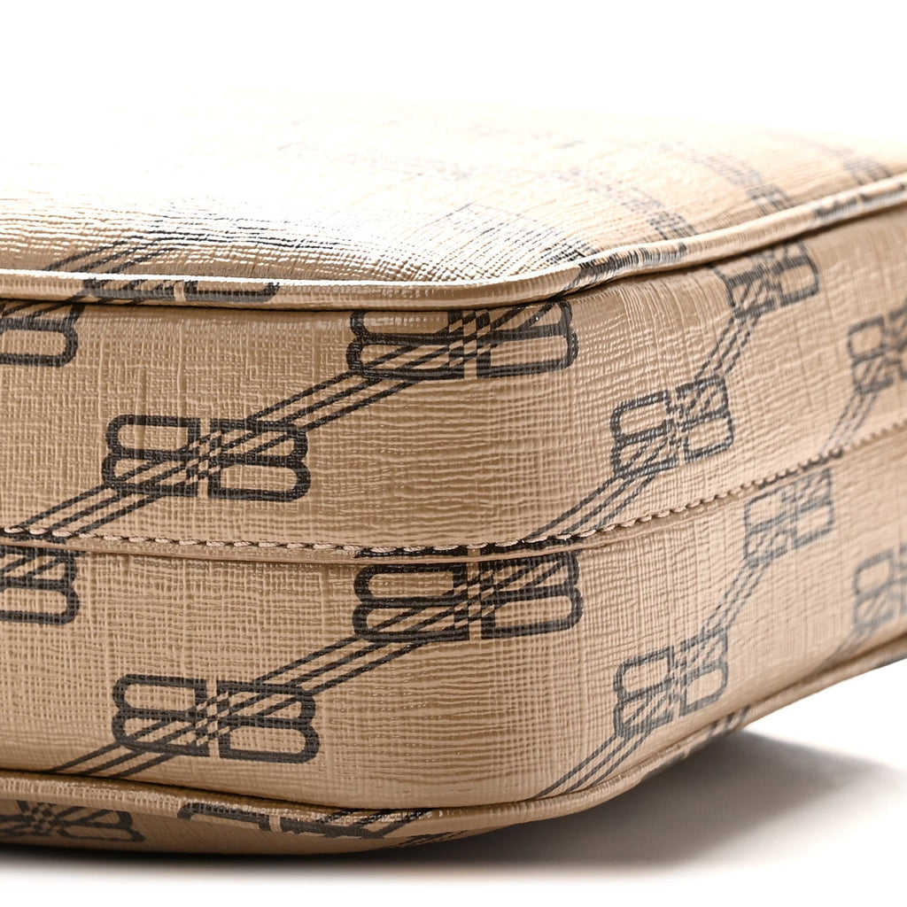 Coated Canvas BB Monogram Medium Signature Camera Bag Beige Brown
