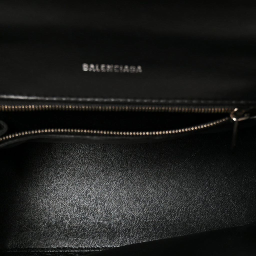 Matte Calfskin Snake Embossed Tonal B Small Hourglass Top Handle Bag Black