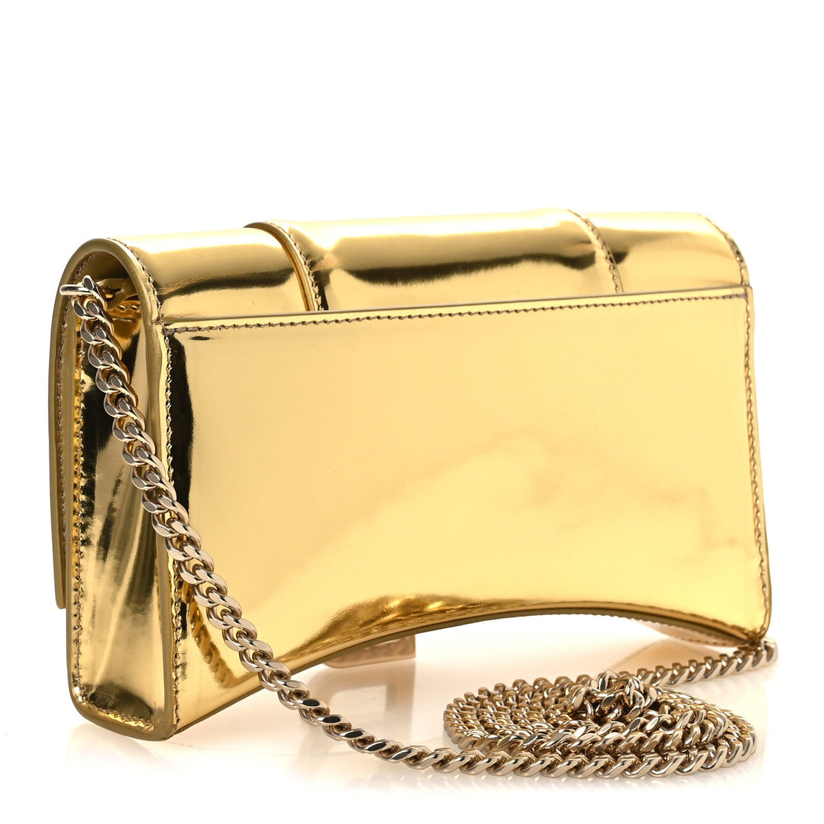 Mirror Calfskin Hourglass Chain Bag Gold