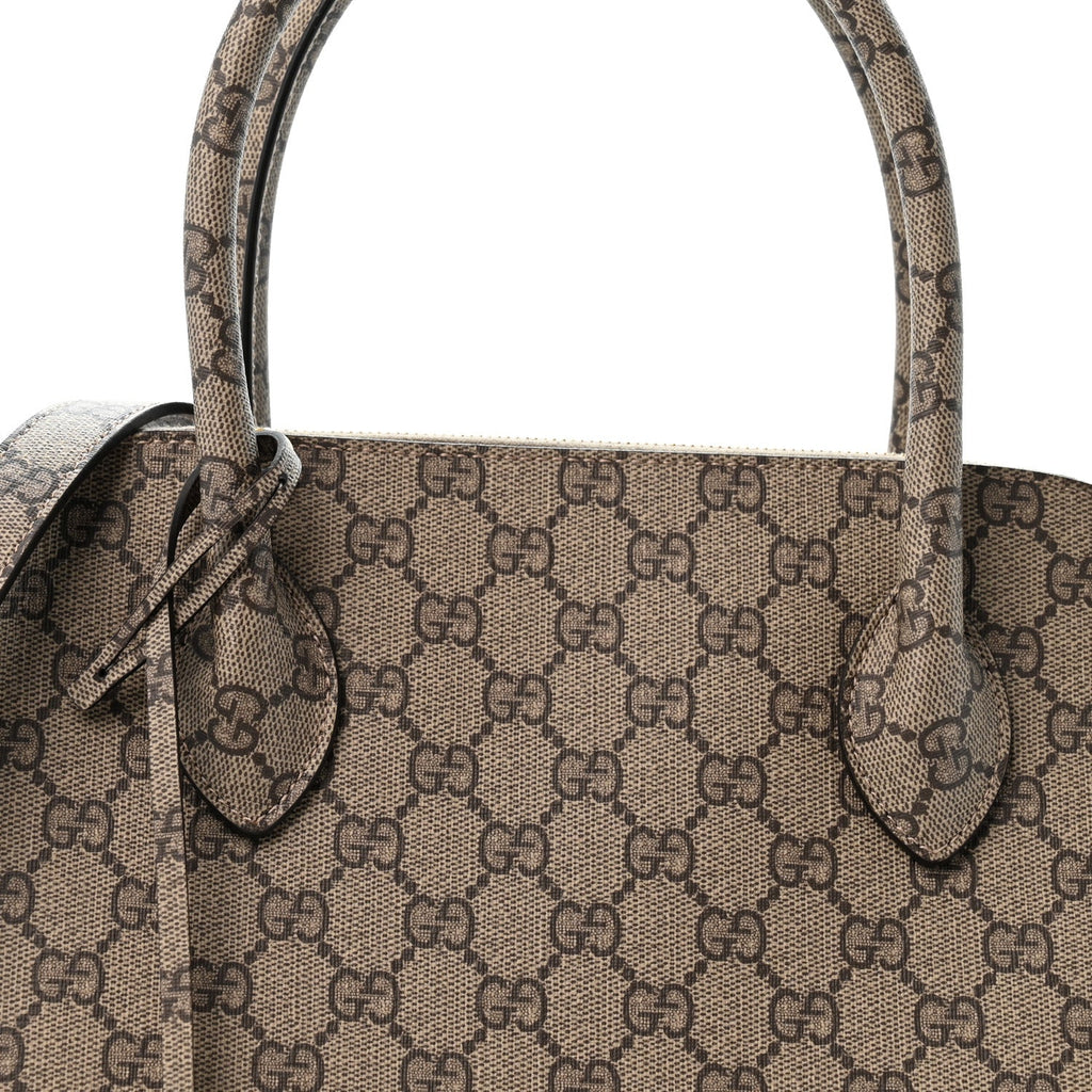 X GUCCI GG Supreme Monogram Medium Ville Top Handle Beige Ebony