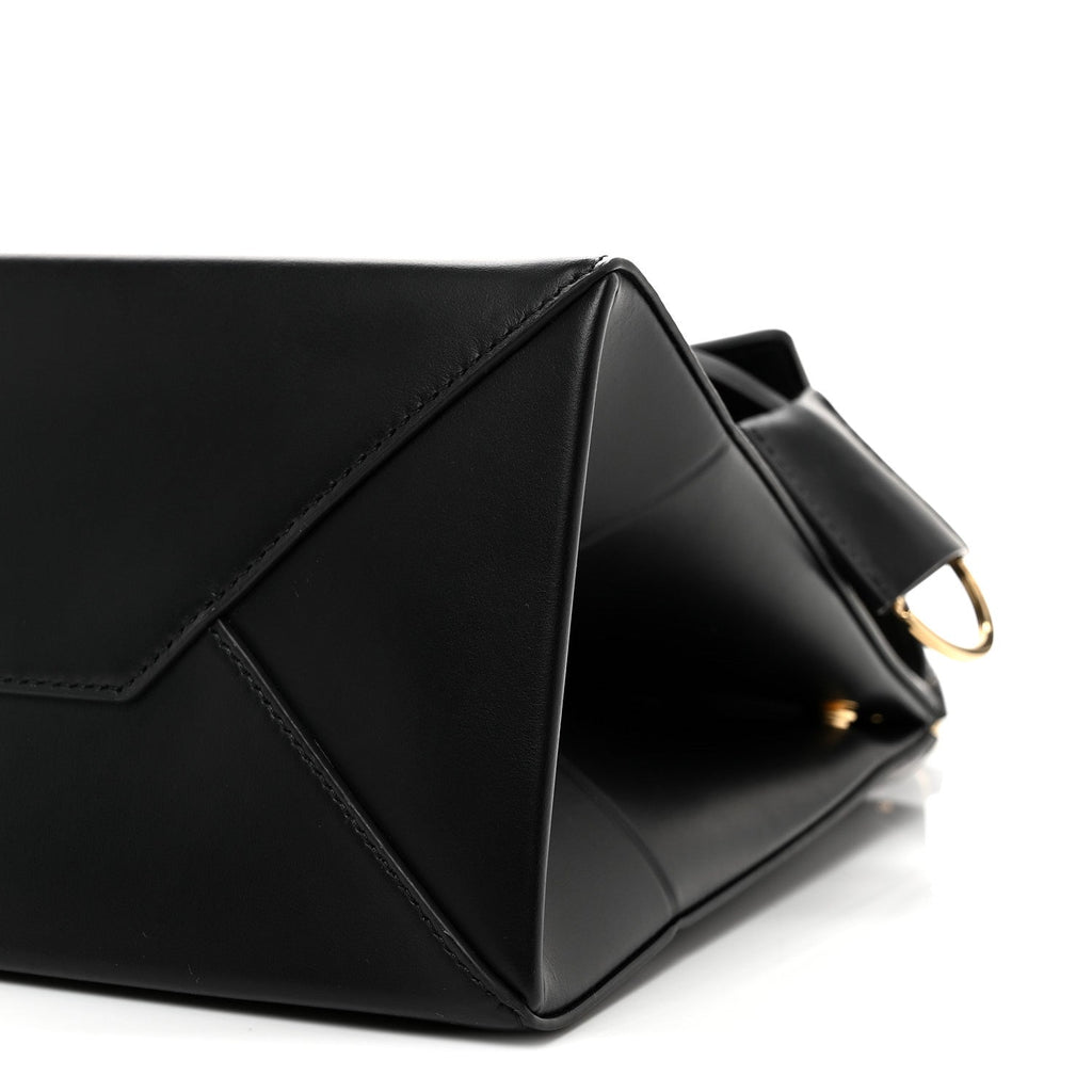 Natural Smooth Calfskin Medium Nano Top Handle Handbag Black