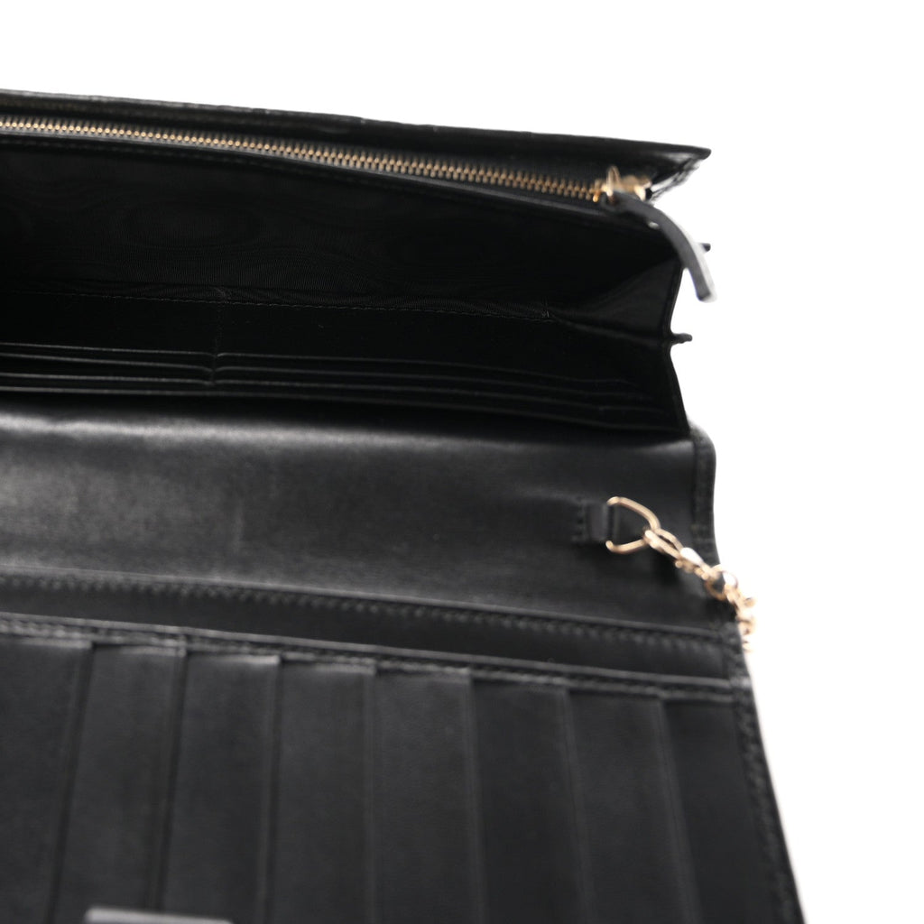 Guccissima Margaux Calfskin Metal Bar Chain Wallet Black