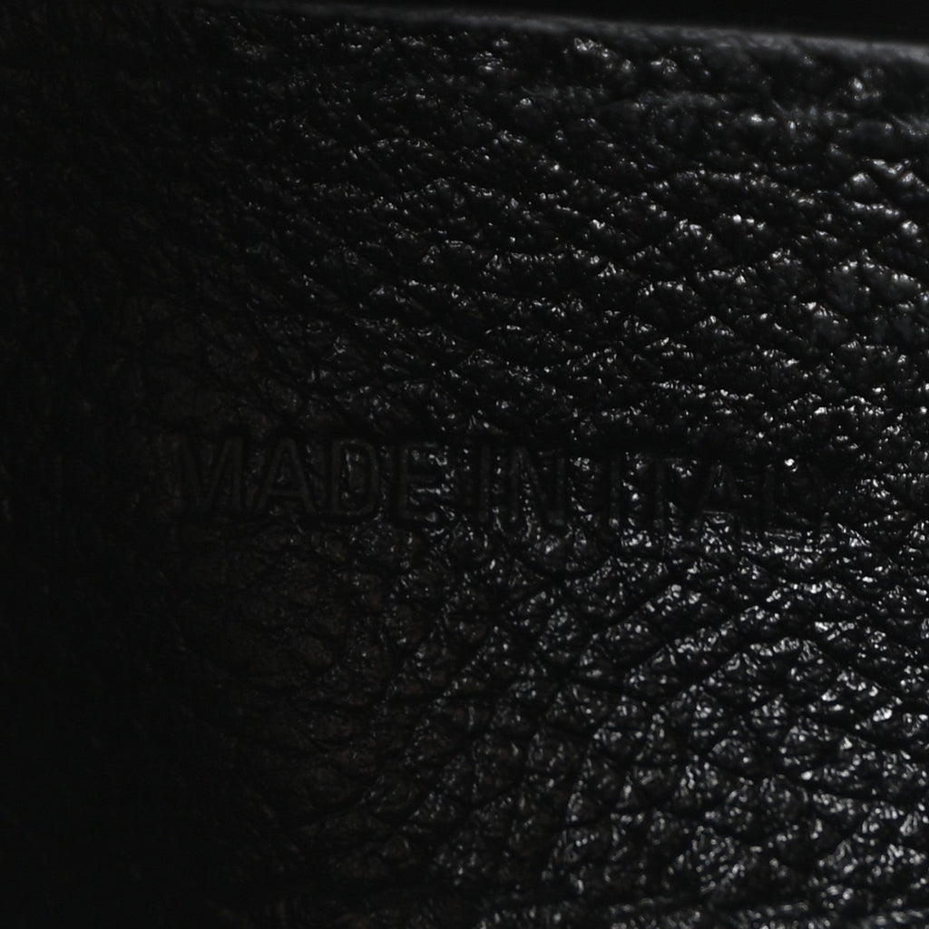 Grained Calfskin Logo S Ville Top Handle Bag Black White