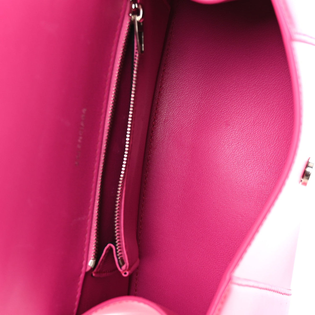 Shiny Box Calfskin Small Hourglass Top Handle Bag Acid Fuchsia