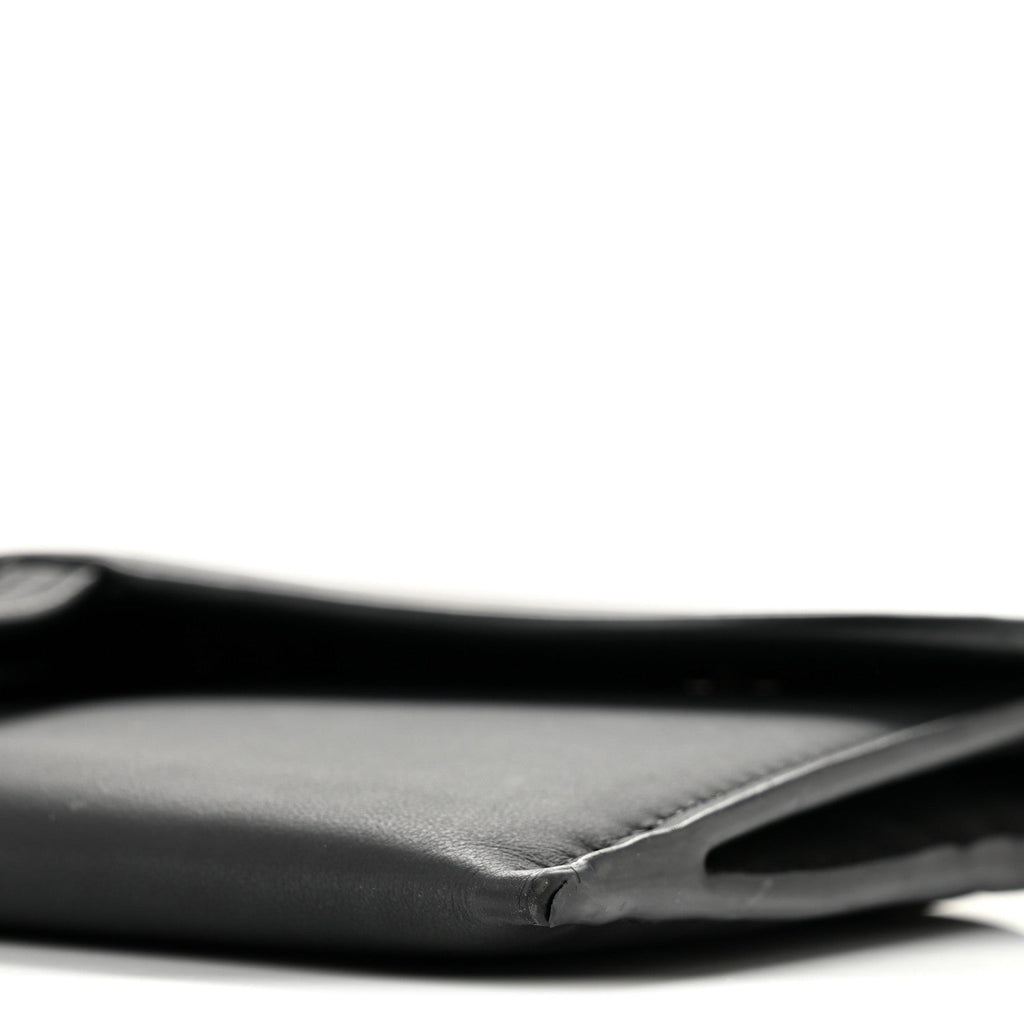 Ultra Matte Calfskin Saddle Chain Wallet Pouch Black