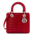 Alligator Medium Lady Dior Red
