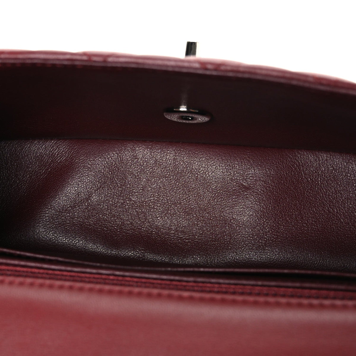 Lambskin Quilted Mini Rectangular Flap Burgundy