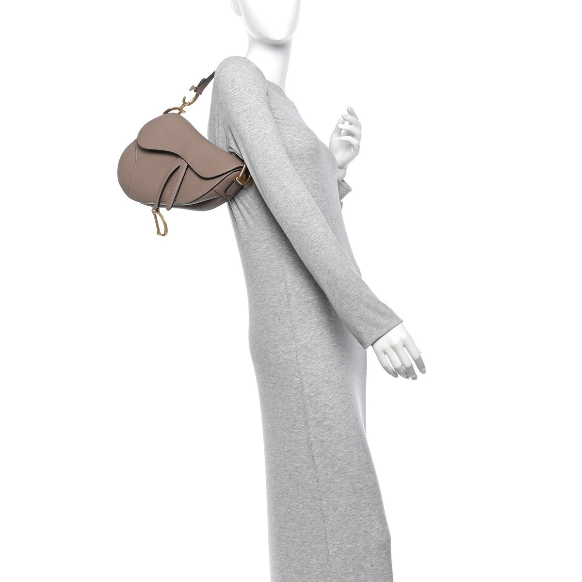 Grained Calfskin Saddle Bag Warm Taupe
