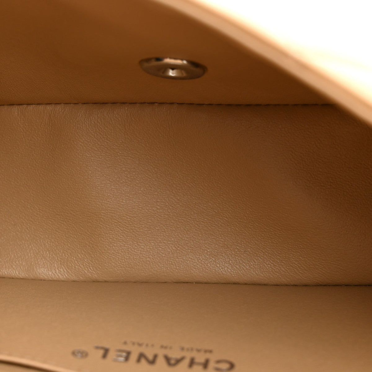 Lambskin Quilted Mini Rectangular Flap Dark Beige