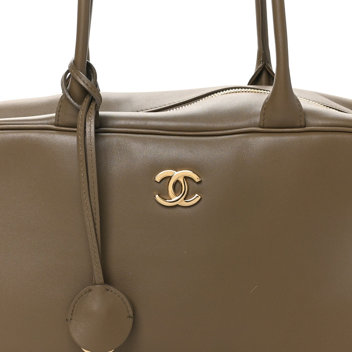 Calfskin Large Perfect Bowling Bag Dark Khaki