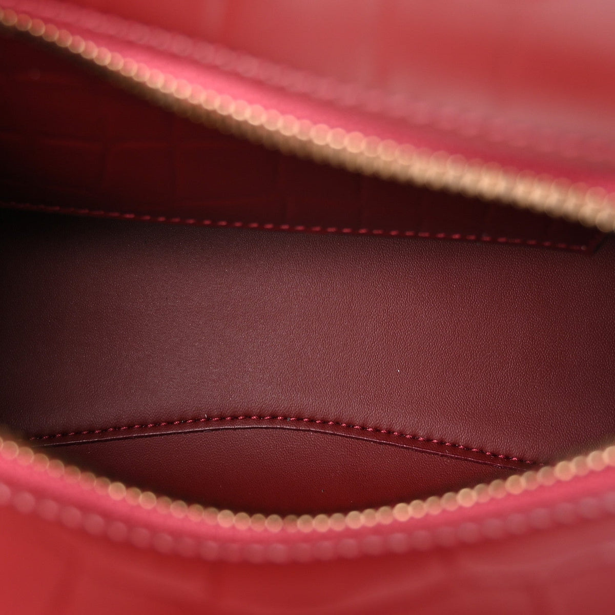 Semi Shiny Calfskin Crocodile Embossed Neo Classic Gold Hardware Mini City Dark Red
