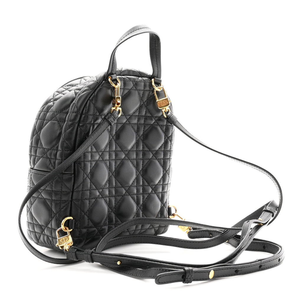 Lambskin Cannage Mini Backpack Black