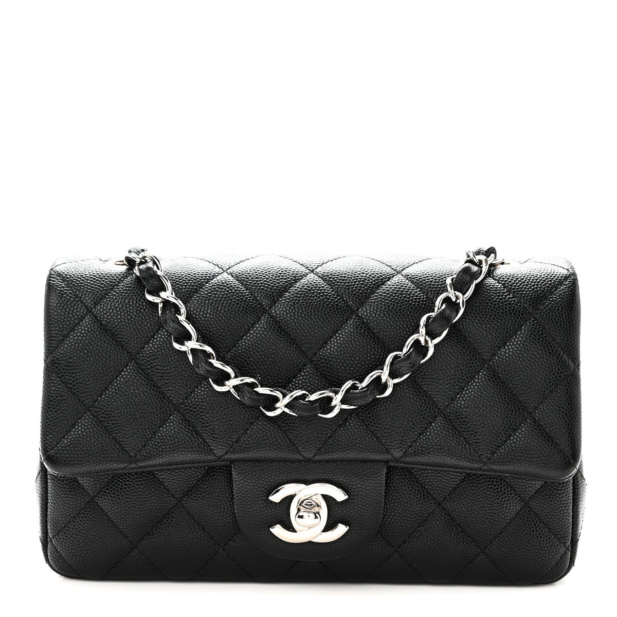 Caviar Quilted Mini Rectangular Flap Black