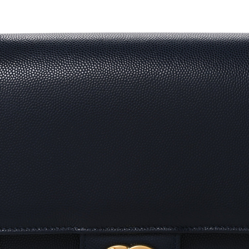 Shiny Caviar Preppy Coco Small Flap Dark Blue