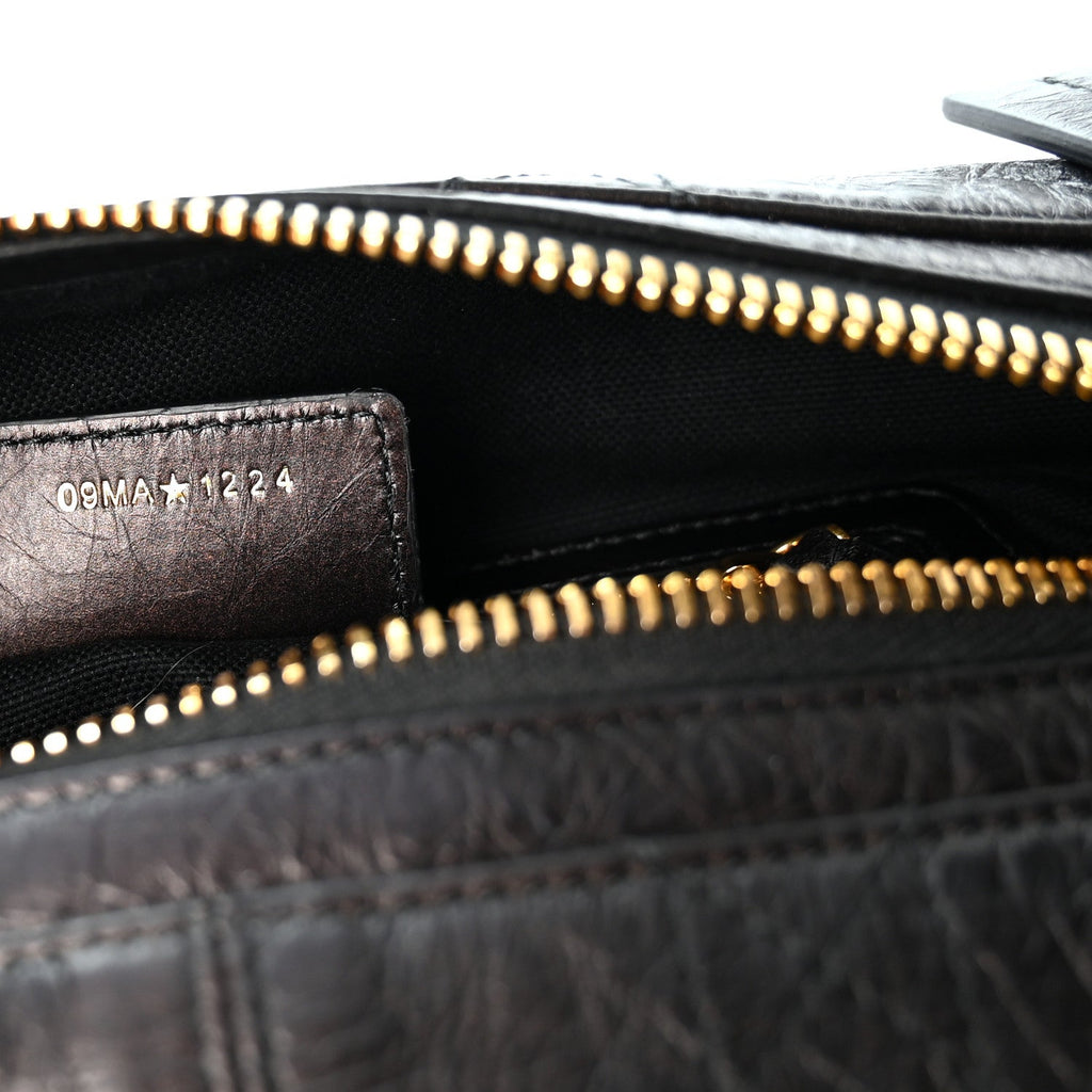 Crinkled Calfskin Macrocannage Small D-Journey Bag Black