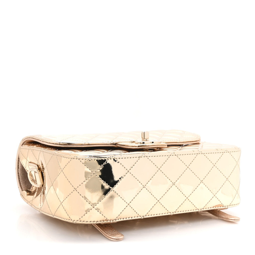Mirror Calfskin Metallic Calfskin Quilted Hollywood Boulevard Backpack With Coin Purse Gold