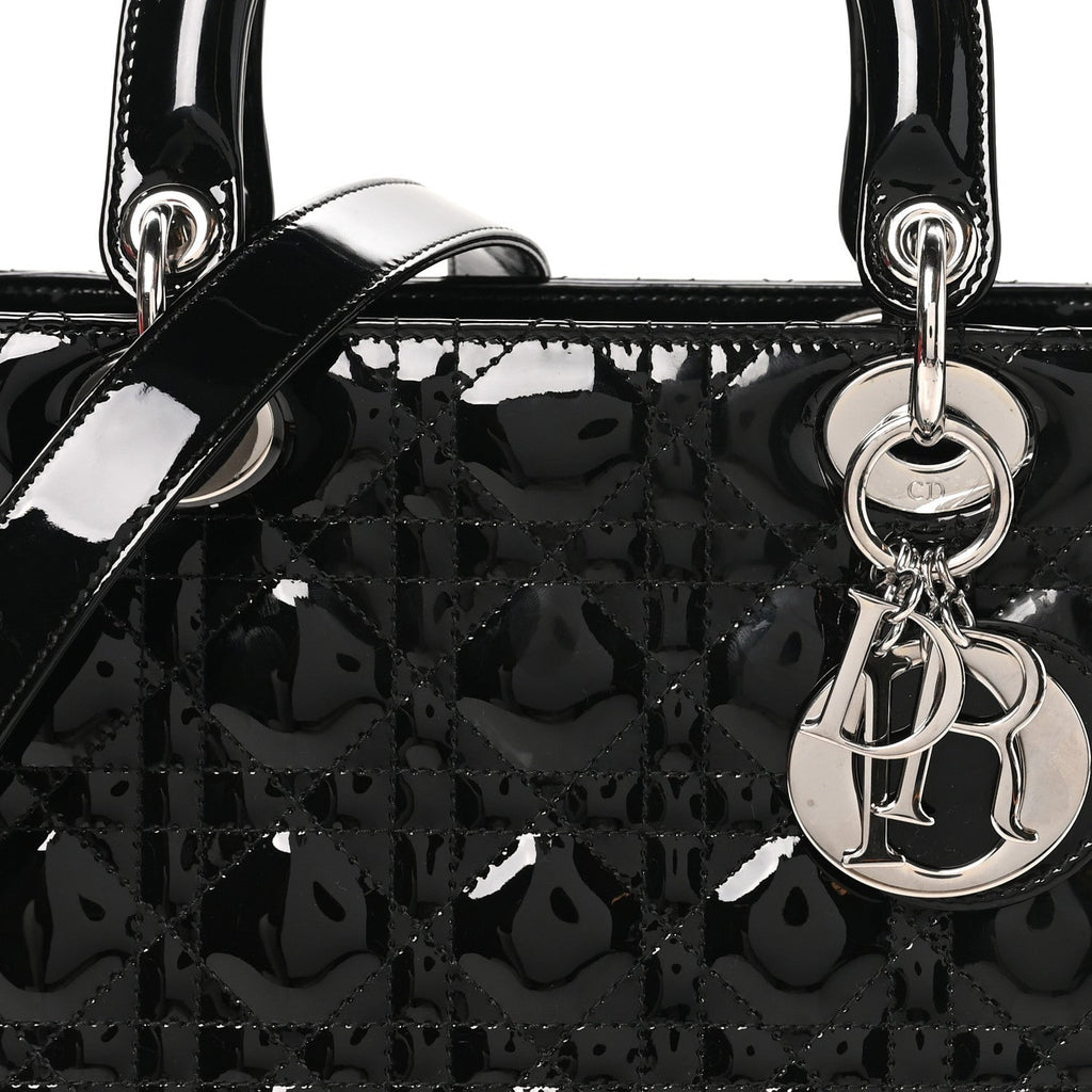Patent Cannage Medium Lady Dior Black
