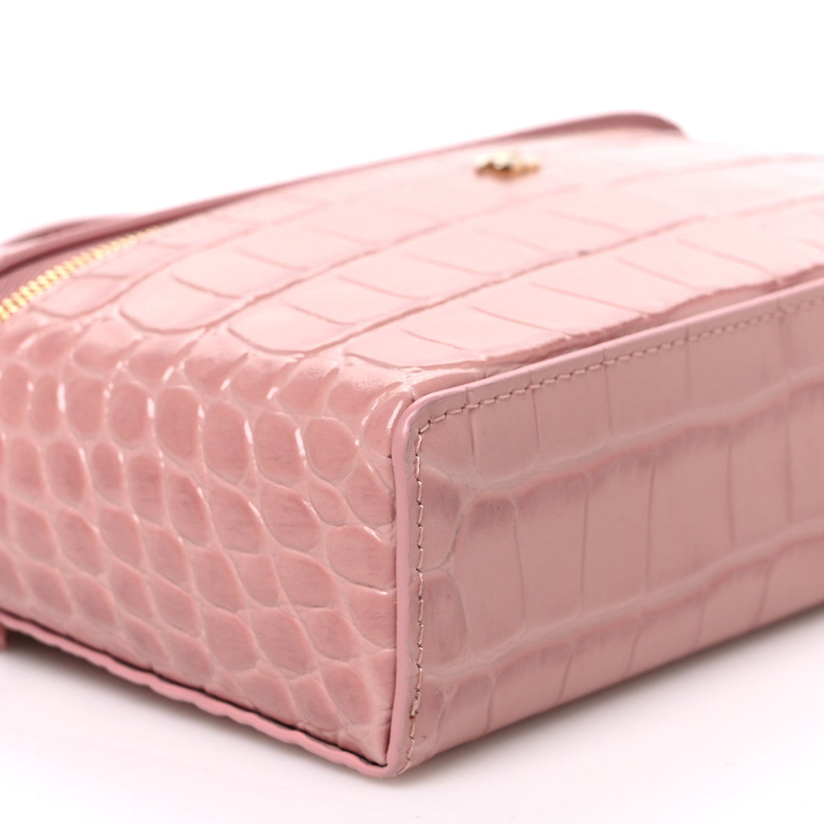 Calfskin Crocodile Embossed Crococo Exoticoco Vanity With Chain Light Pink