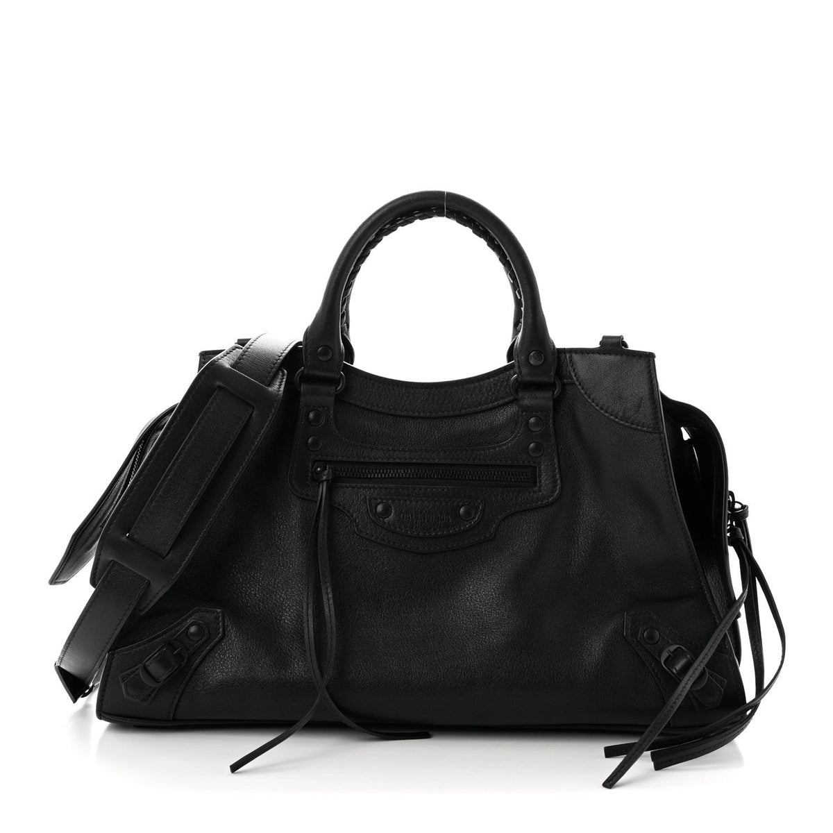 Grained Calfskin Neo Classic Black Hardware Medium City Black