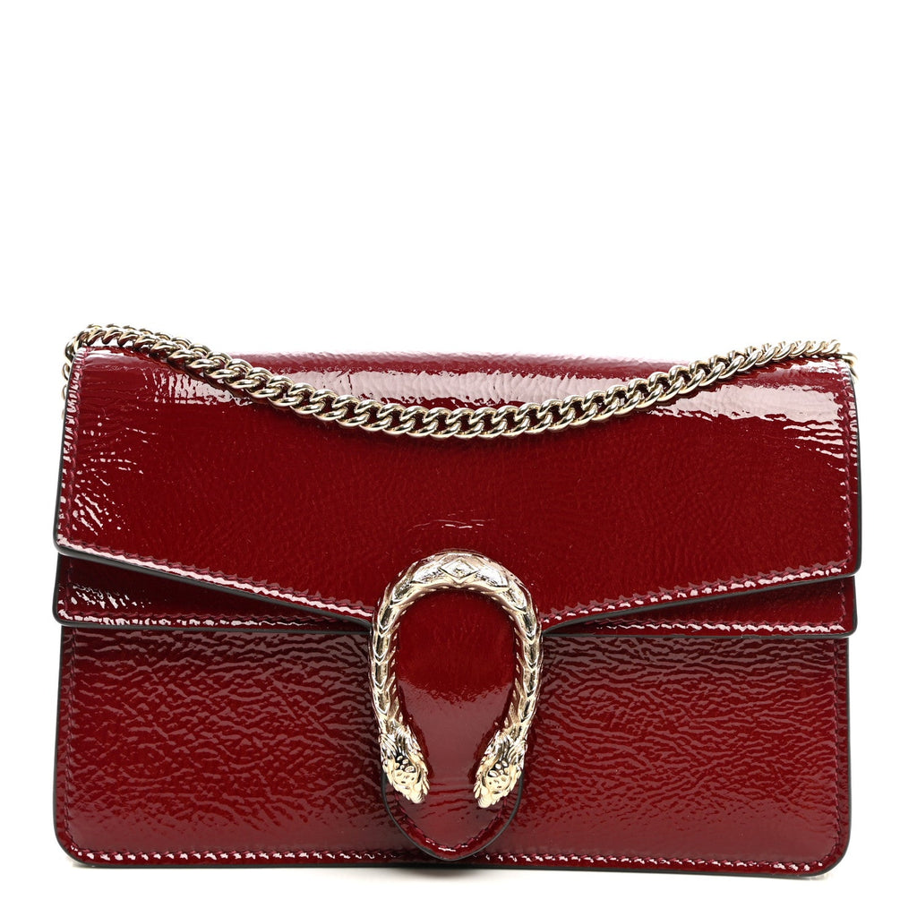 Crinkled Patent Mini Dionysus Shoulder Bag Rosso Ancora Red