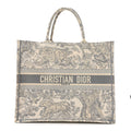 Canvas Embroidered Large Dioriviera Toile De Jouy Book Tote Gray